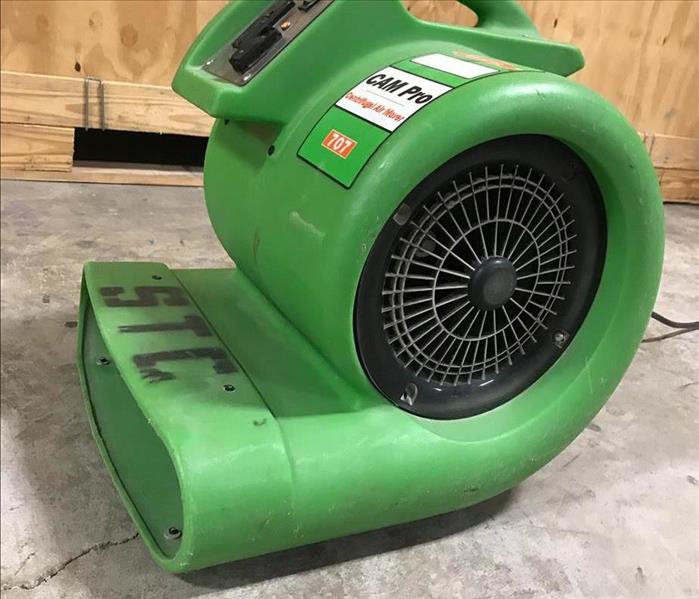 Air mover set up in a warehouse in Tulsa, OK.